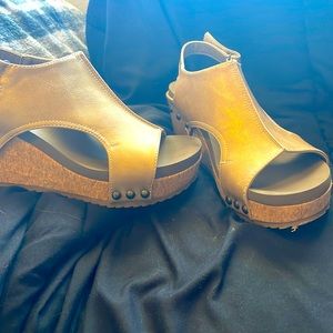 Boutique by Corkys, gold/ bronze heel, thick layer of foam for comfort